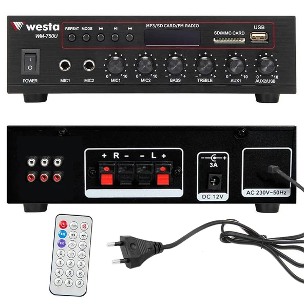 WESTA WM-750U Anfi Mixer 80 Watt Bluetooth Usb Sd