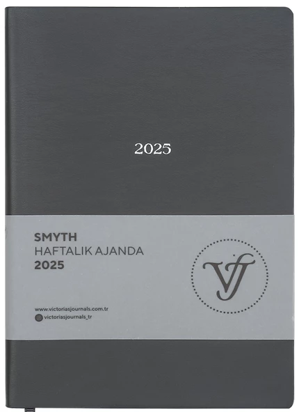 VJ AJANDA 2025 HAFTALIK A5 SMYTH IVORY 80 GR GÜMÜŞ YALDIZ KENAR TITANIUM 160 SF. 124-1418 - 1 ADET