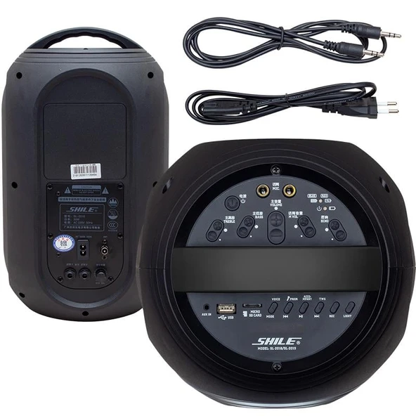 Shile SL-2018A El Mikrofonlu-Kumandalı Usb Sd Kart Bluetooth Rgb Işıklı Taşınabilir Şarjlı Seyyar Anfi Hoparlör - 5