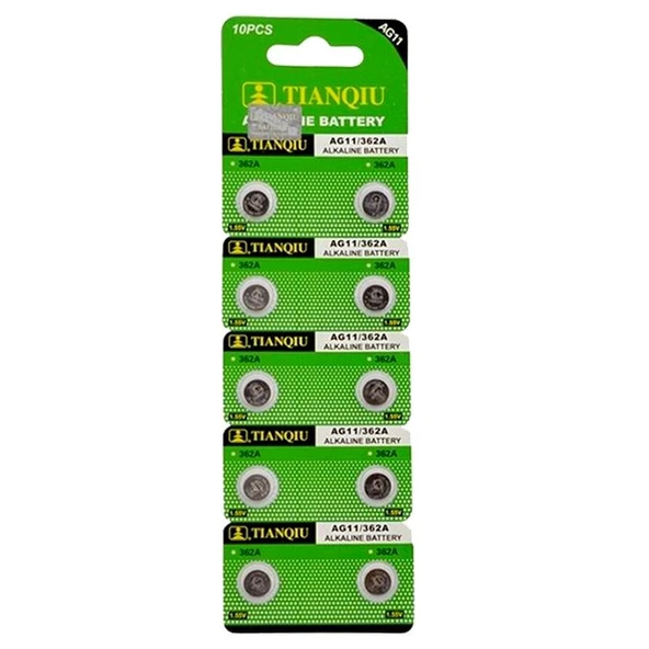 Tianqiu AG-11 Alkalin LR721H 362A Düğme Pil 10 lu Paket - 2