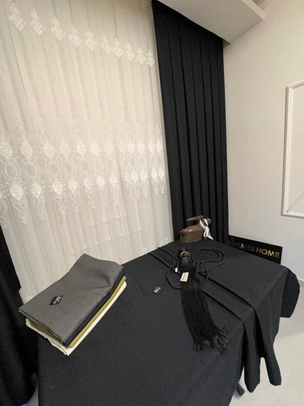 NİVEMESHOME SİYAH 140X220 KETEN MASA ÖRTÜSÜ - 5