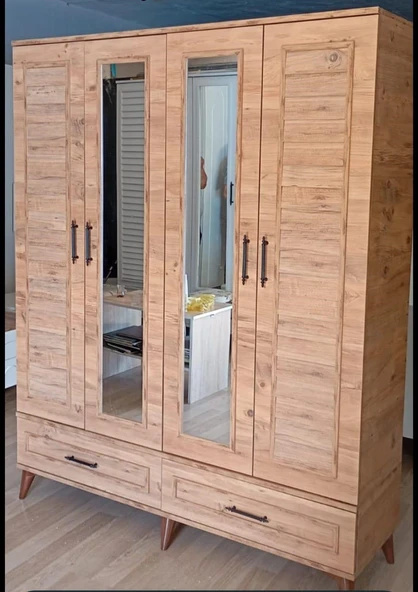 PANJUR CEVİZ 4 KAPILI DOLAP ürün görseli 1