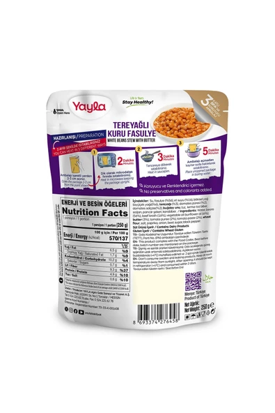 Yayla Hazır Yemek Tereyağlı Kuru Fasülye 250 gr - Resim 2