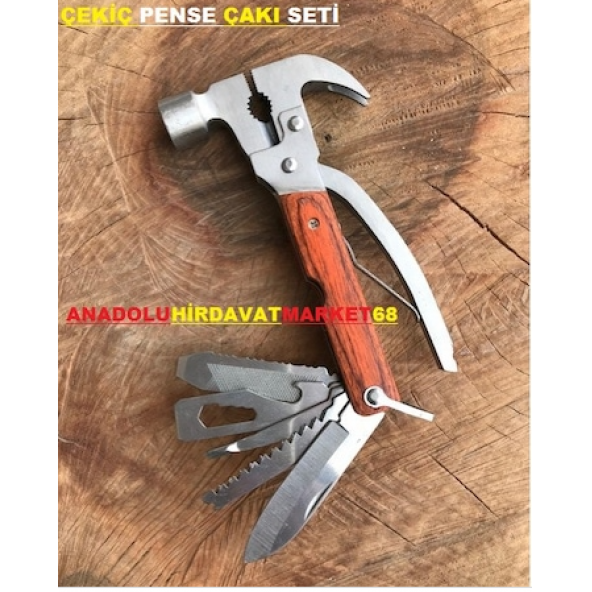 ÇOK AMAÇLI ÇEKİÇ PENSE TESTERE SETİ ÇAKI SETİ AVCI KAMPÇI SETİ