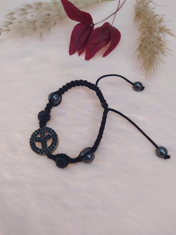 Hdmarketim Sıralı Swarovski Siyah Taşlı Örgü Bileklik Ayarlanabilir - 2