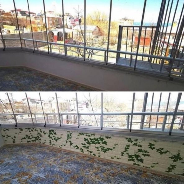 Renkli Duvarlar NW88 Kavak Yaprağı Tuğla Yapışkanlı Duvar Kağıdı 3D Panel - Resim 3