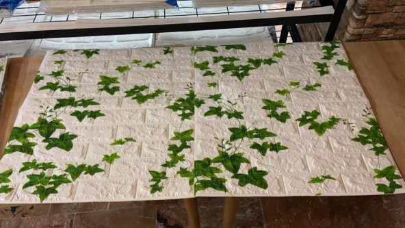 Renkli Duvarlar NW88 Kavak Yaprağı Tuğla Yapışkanlı Duvar Kağıdı 3D Panel - Resim 4