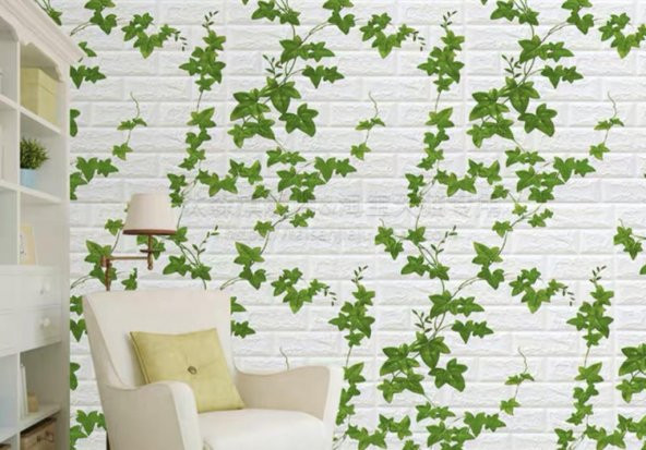 Renkli Duvarlar NW88 Kavak Yaprağı Tuğla Yapışkanlı Duvar Kağıdı 3D Panel - Resim 6