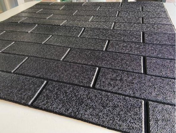 Renkli Duvarlar Nw87 Esnek Düz Siyah 3D Duvar Kağıdı Yapışkanlı Duvar Paneli - 2