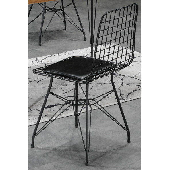 6'LI SİYAH EKO TEL SANDALYE-MUTFAK SANDALYESİ-ÇALIŞMA SAMDALYESİ - 4