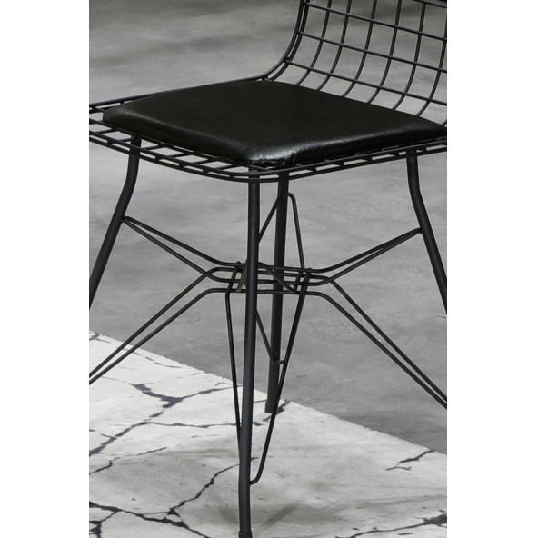 6'LI SİYAH EKO TEL SANDALYE-MUTFAK SANDALYESİ-ÇALIŞMA SAMDALYESİ - 6