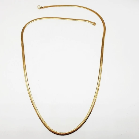 Altın Renk Sıkıştırılmış Çelik Zincir Kolye - 10