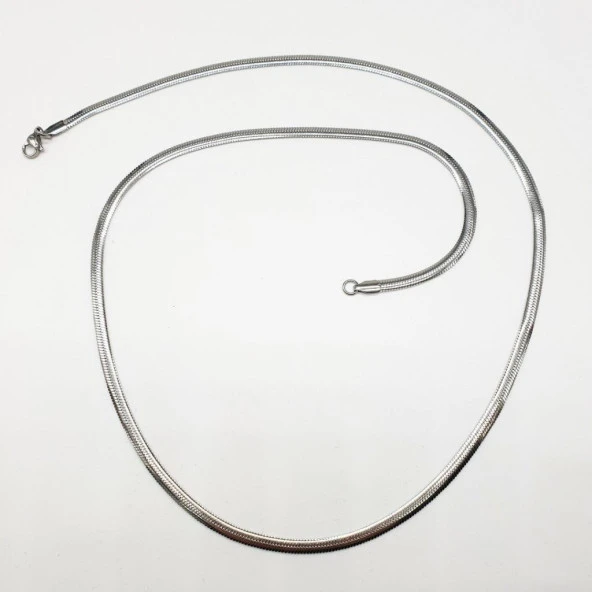 Gümüş Renk Sıkıştırılmış Çelik Zincir Kolye - 4