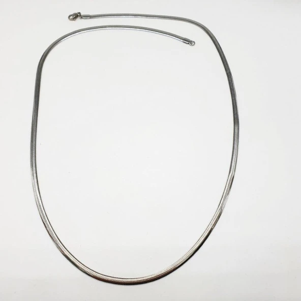 Gümüş Renk Sıkıştırılmış Çelik Zincir Kolye - 8