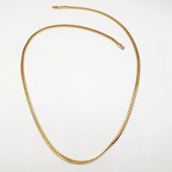 Altın Renk Çizgili Çelik Zincir Kolye