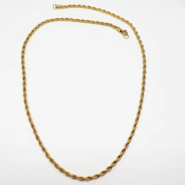 Altın Renk Sarmal Çelik Zincir Kolye - 7