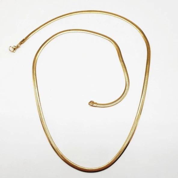 Altın Renk Sıkıştırılmış Çelik Zincir Kolye - 7