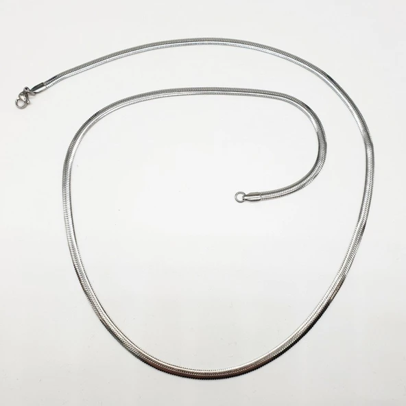 Gümüş Renk Sıkıştırılmış Çelik Zincir Kolye - 11