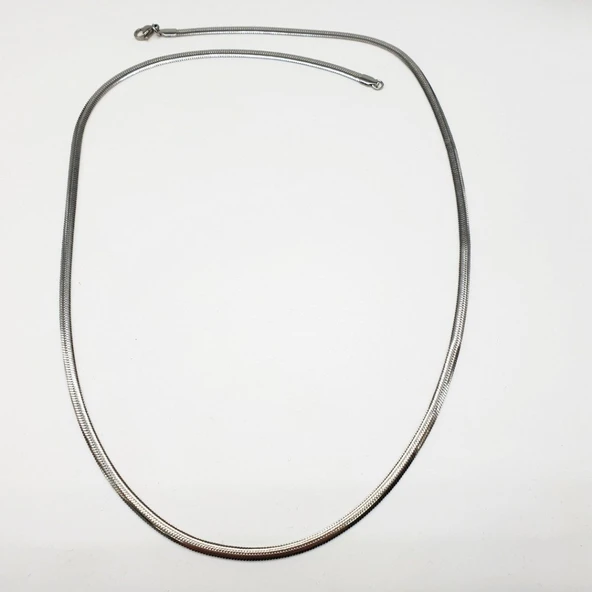 Gümüş Renk Sıkıştırılmış Çelik Zincir Kolye - 10