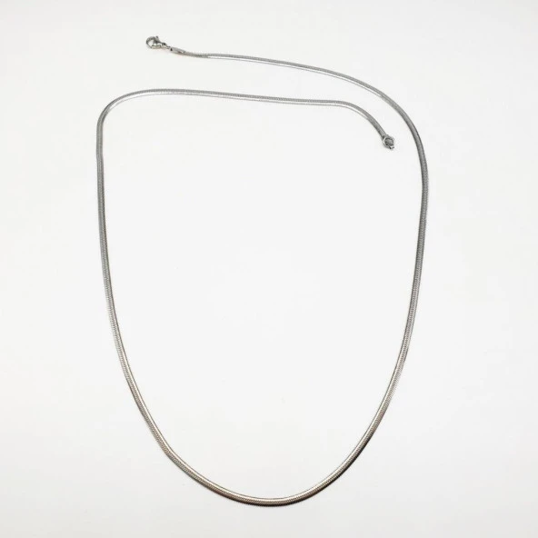 Gümüş Renk Sıkıştırılmış İnce Çelik Zincir Kolye