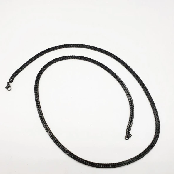 Siyah Renk Erkek Çelik Kolye - 4