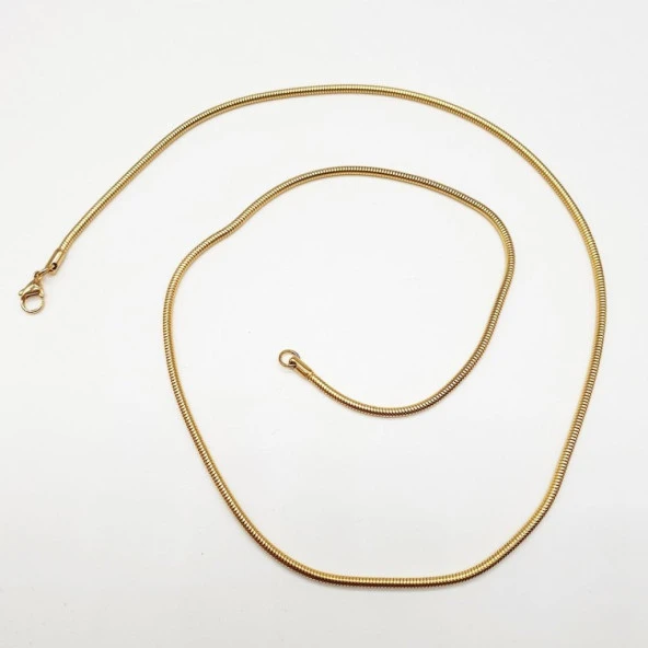 Gümüş Renk Yuvarlak Sıkıştırılmış Çelik Zincir Kolye - 4