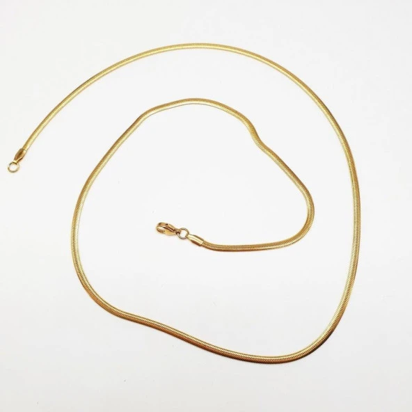 Altın Renk Sıkıştırılmış İnce Çelik Zincir Kolye - 9