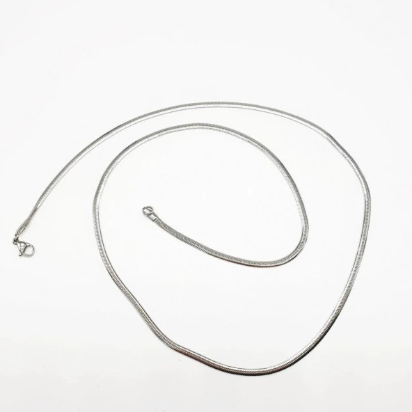 Gümüş Renk Sıkıştırılmış İnce Çelik Zincir Kolye - 4