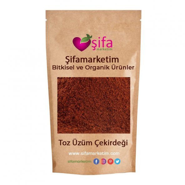 Şifamarketim Siyah (Kara) Üzüm Çekirdeği Tozu 500 Gr