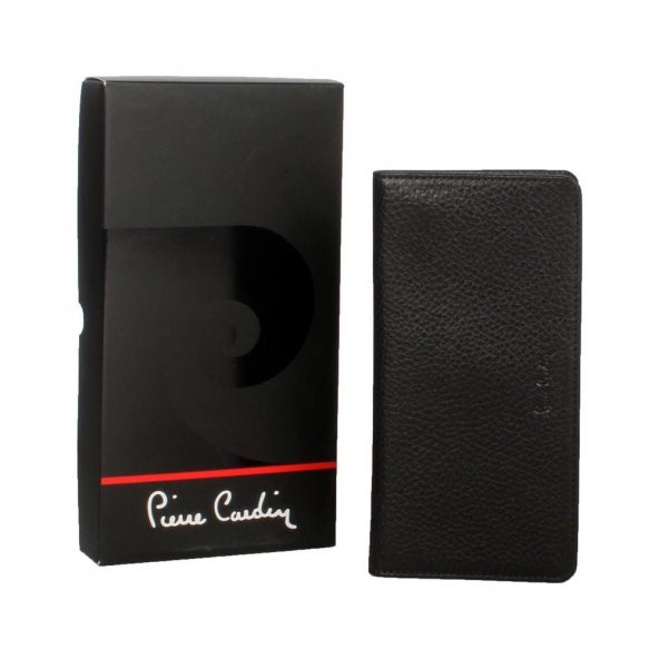 Pierre Cardin Siyah Logolu Deri Cüzdan Dik Model 11055 - 2