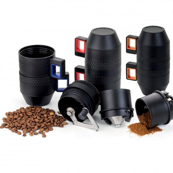 Taşınabilir Öğütücülü Manuel Kahve Makinesi Çok fonksyonlu Kupa