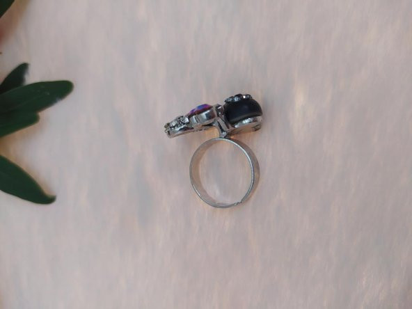 Gümüş Renk Kelebek Figürlü Yüzük Kristalli Ayarlanabilir Çocuk Yüzük - 3