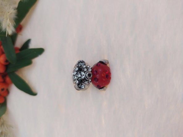 Gümüş Fare Figürlü Yüzük Kırmızı Kristalli Ayarlanabilir Çocuk Yüzük