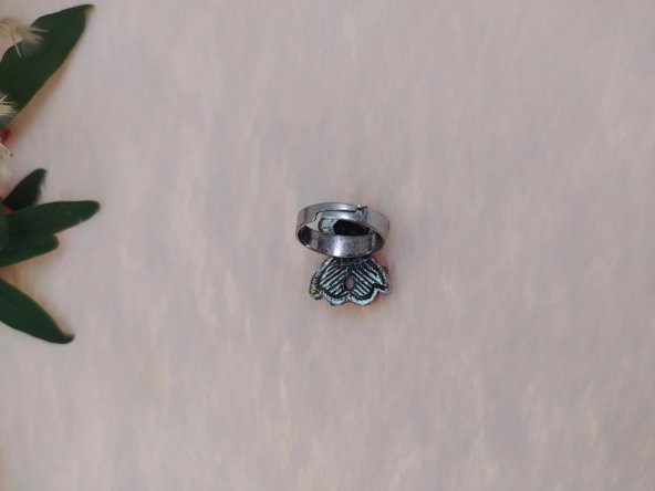 Gümüş Fare Figürlü Yüzük Kırmızı Kristalli Ayarlanabilir Çocuk Yüzük - 3