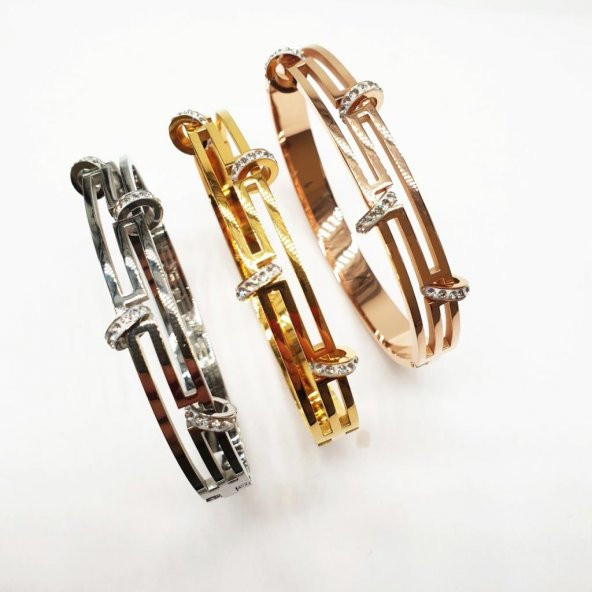 Parlak Taşlı Halkalı Kadın Bileklik - 10