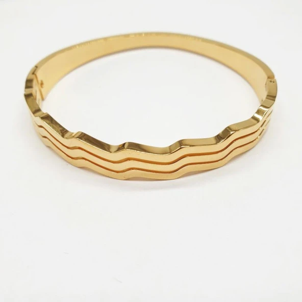 Altın Renk Dalgalı Kadın Bileklik - 7