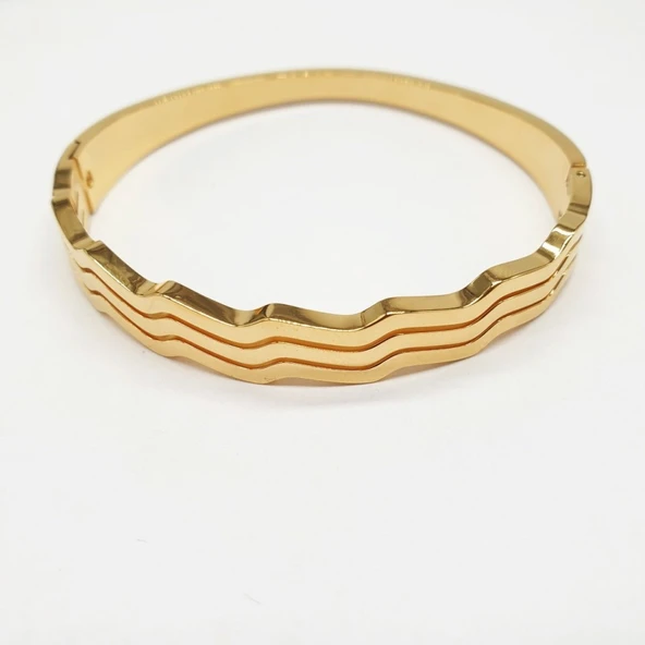 Altın Renk Dalgalı Kadın Bileklik - 11