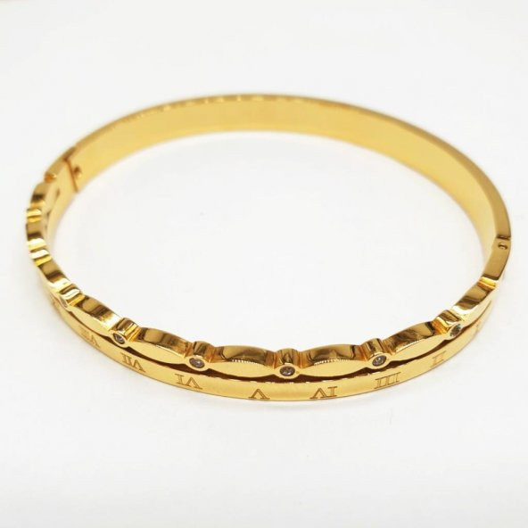 Roma Rakamlı Az Taşlı Kadın Bileklik - 12