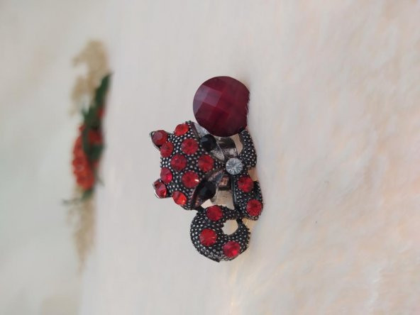 Gümüş Renk Kedi Figürlü Yüzük Kristalli Ayarlanabilir Çocuk Yüzük ürün görseli