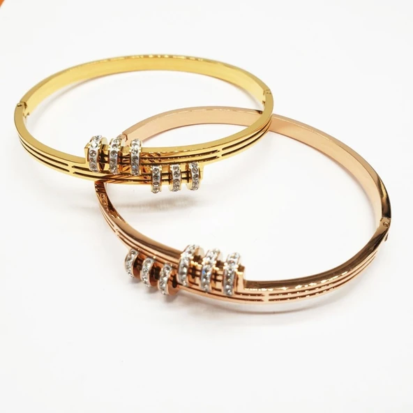 Üst Üste Halkalı Taşlı Kadın Bileklik - 11