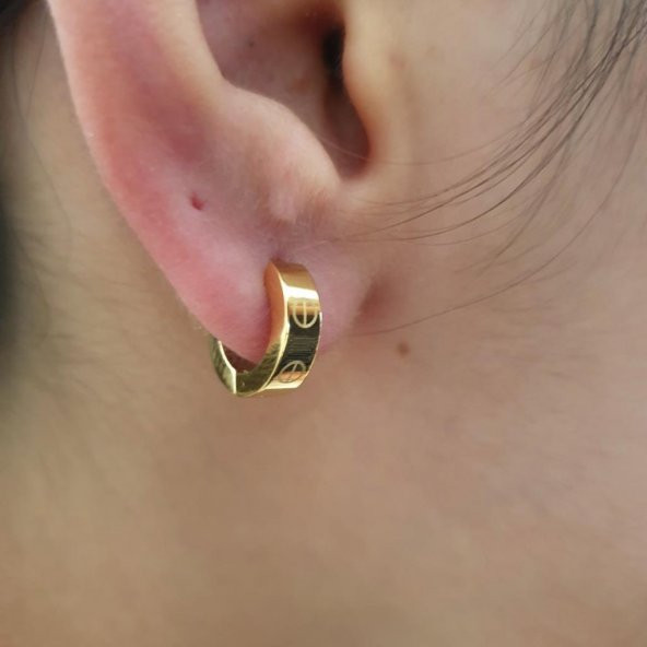 Yuvarlak Model İşaretli Küçük Küpe - 2