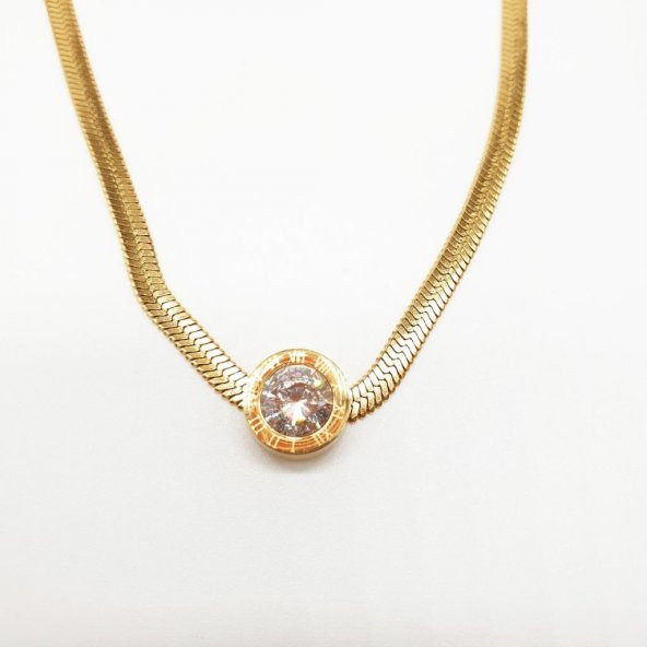 Roma Rakamlı Taşlı Bayan kolye - 7