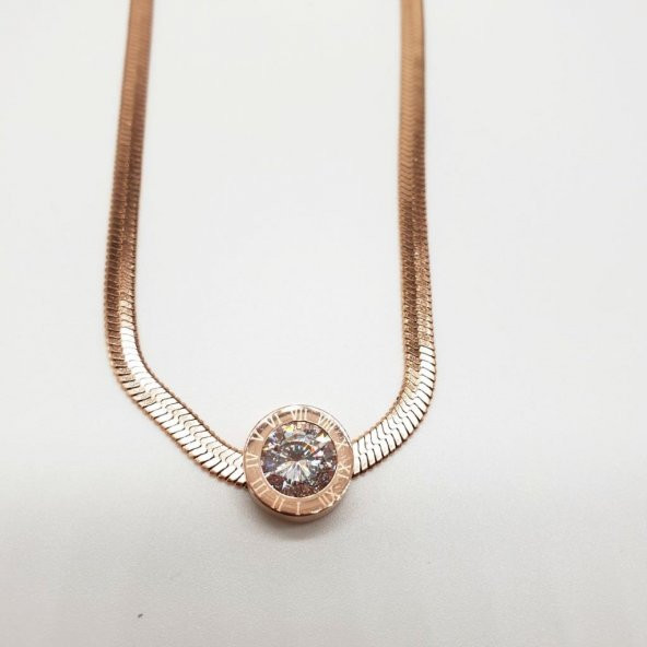 Roma Rakamlı Taşlı Bayan kolye - 9