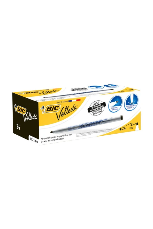 Bic Siyah Çocuk Tahta Kalemi Yuvarlak Uçlu Velleda Siyah (24 Lü Kutu)