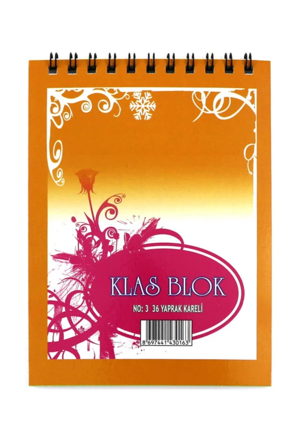 Klas Bloknot Spiralli Kareli No:3 36 Yaprak (1 Paket 24 Adet)