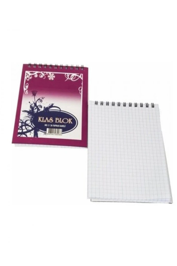 Klas Bloknot Spiralli Kareli No:3 36 Yaprak (1 Paket 24 Adet) - 2
