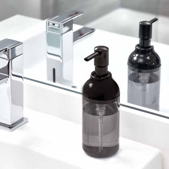IDESIGN 29067ES Sıvı Sabunluk Füme Model 8x8x16cm 360ml - Resim 5