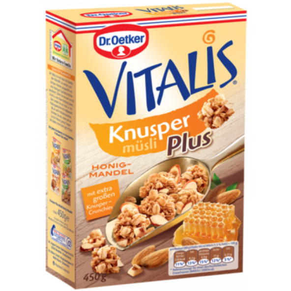 Dr. Oetker Vitalis Bal Bademli Çıtır Müsli 450 Gr. x 7