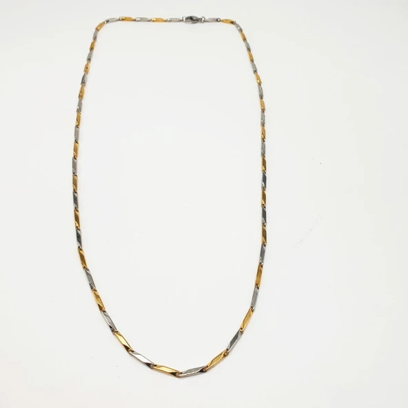 İnce Model Altın ve Gümüş Renk Erkek Zincir - 9