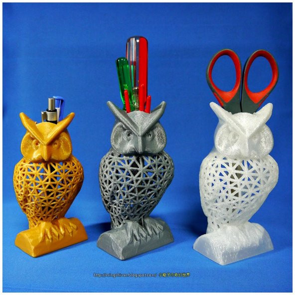 3D Baskı Tel Kafes Baykuş Görünümlü Kalemlik Model 08 - 1